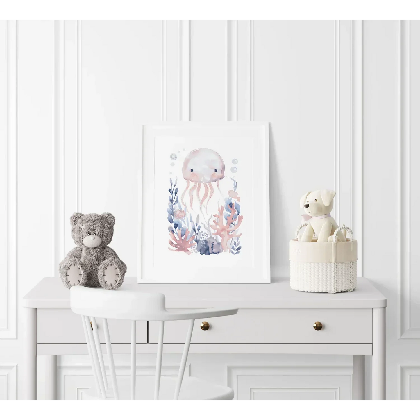 Blue Octopus Nursery Wall Art Print - Print