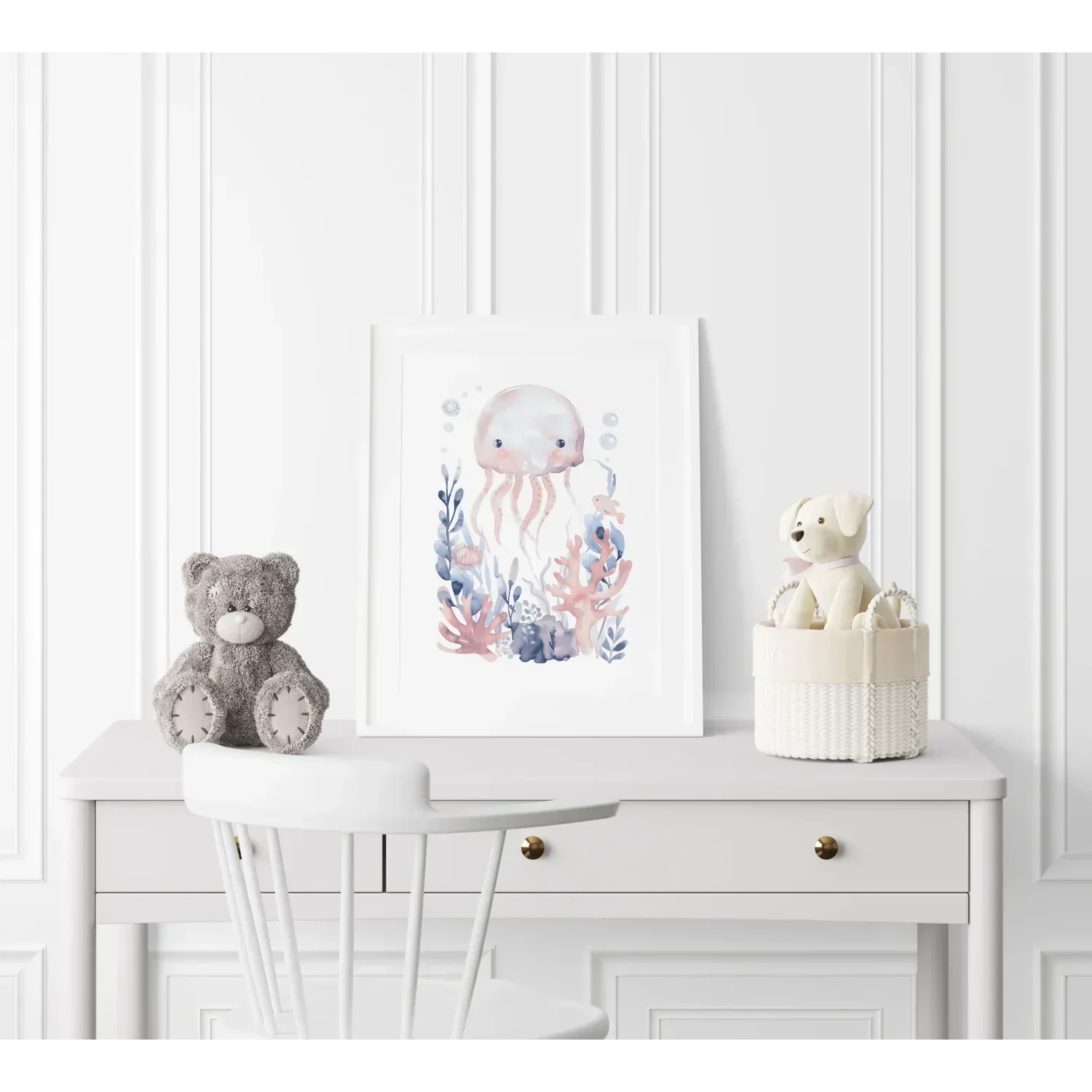 Blue Octopus Nursery Wall Art Print - Print
