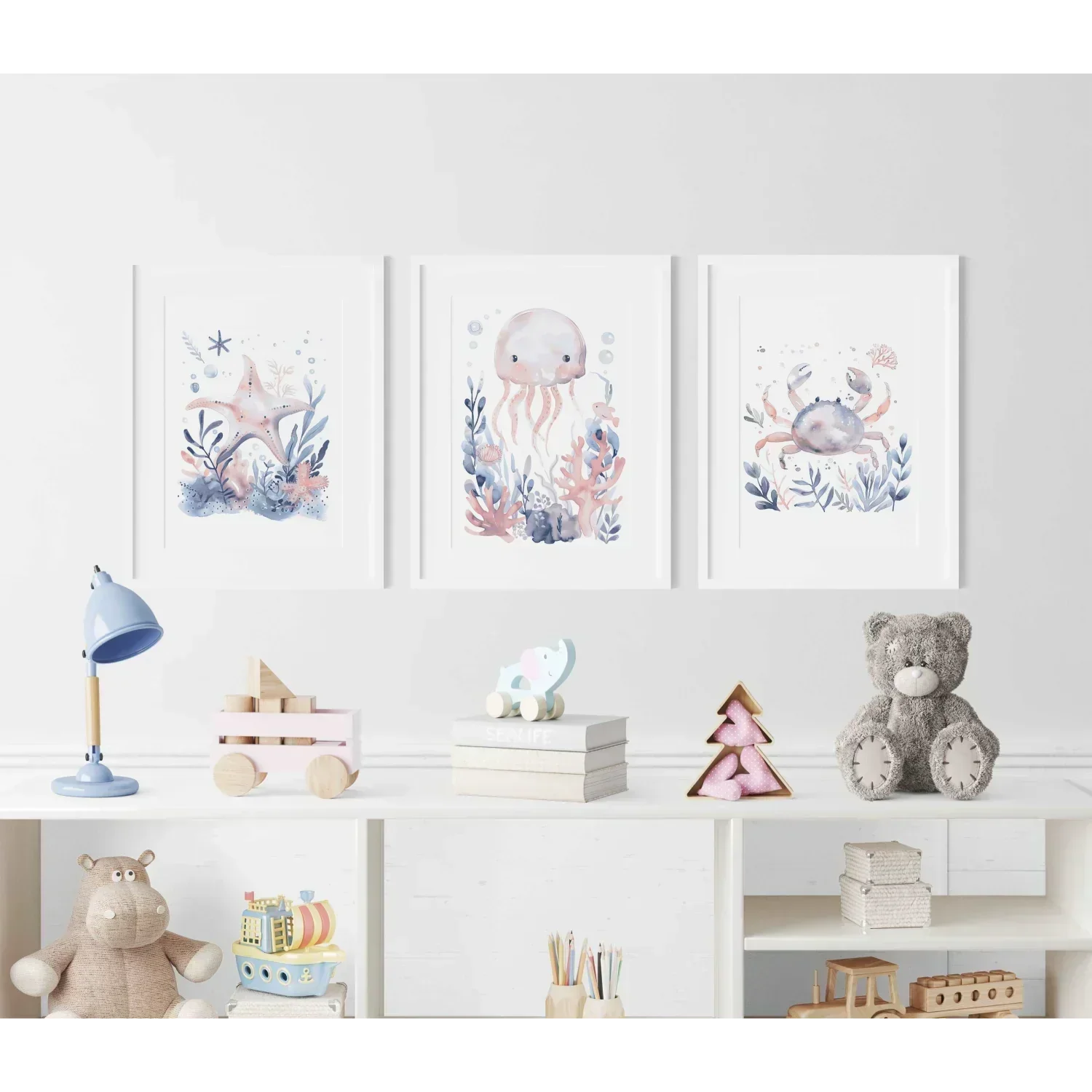 Blue Octopus Nursery Wall Art Print - Print