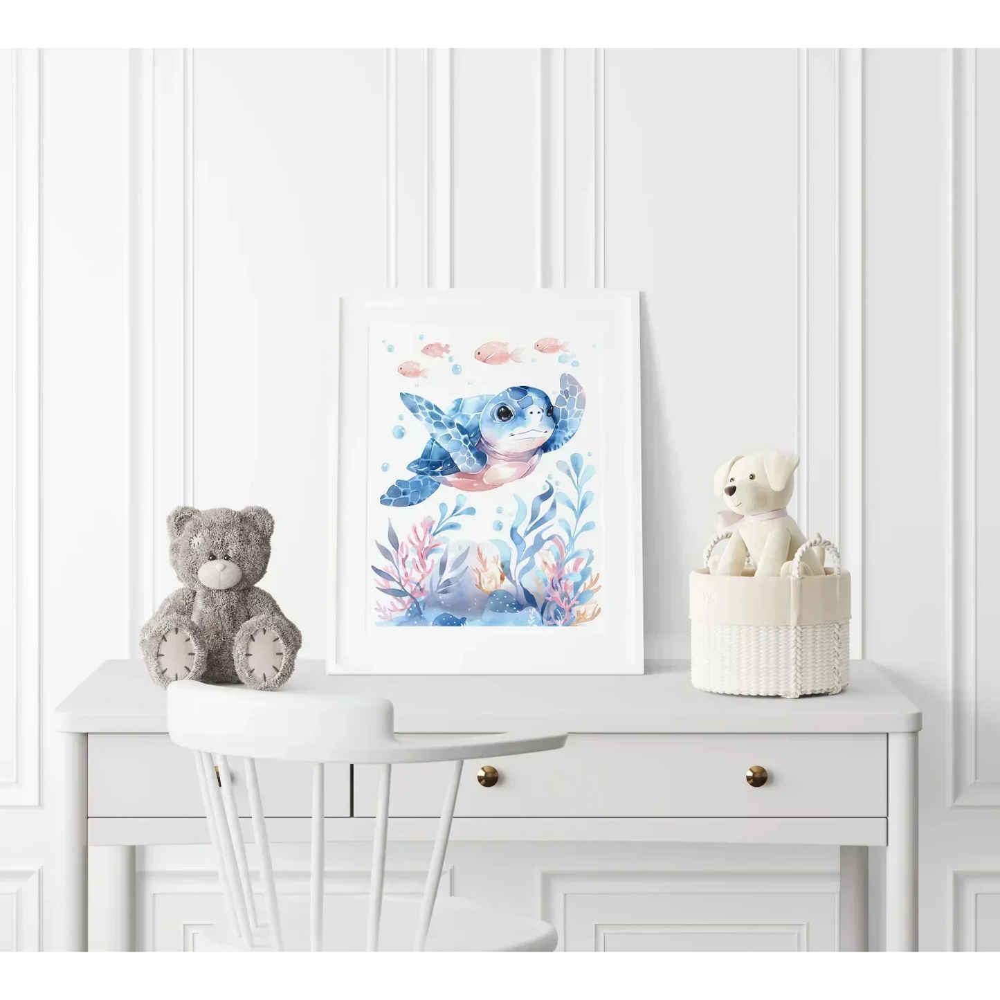 Blue Turtle Nursery Wall Art Print - Print