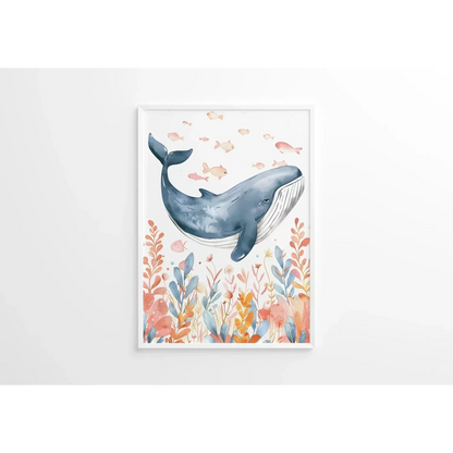 Blue Whale Nursery Wall Art Print - Print