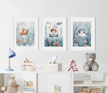 Watercolour Clownfish Nursery Wall Art